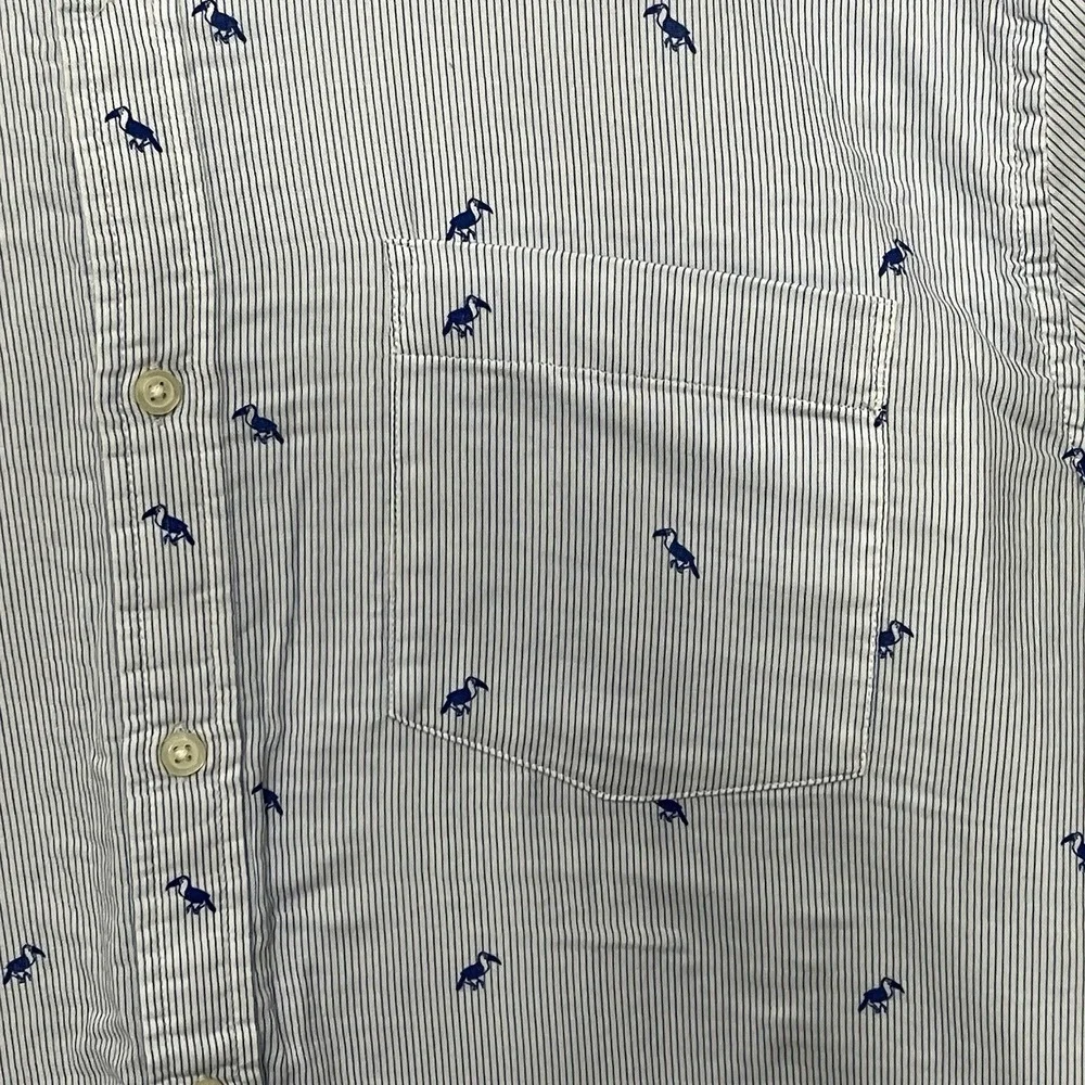 Banana Republic Slim Fit XXL Blue Stripe Tucan Short Sleeve Shirt Summer 2021